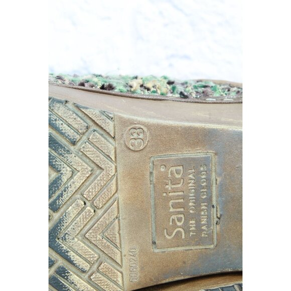 Sanita Green Brown Earth Colored Textile Fabric clogs Shoes Size 8 - Picture 8 of 9